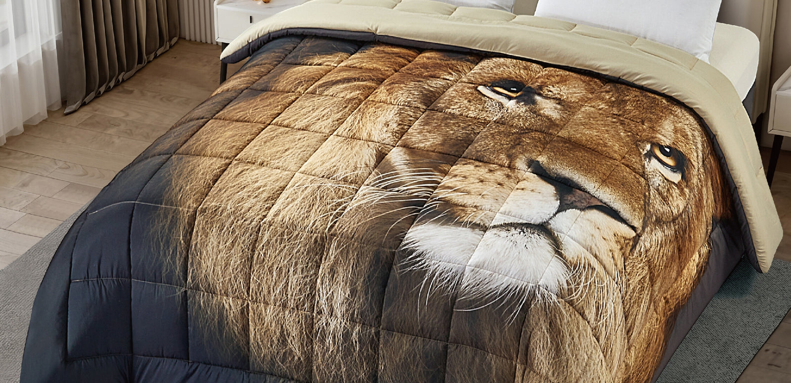 Trapunta Matrimoniale dis LEONE Coll. Nature