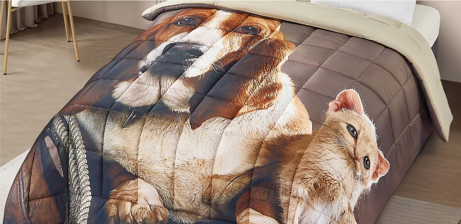 Trapunta Matrimoniale dis. Dog&Cat  Coll. Nature