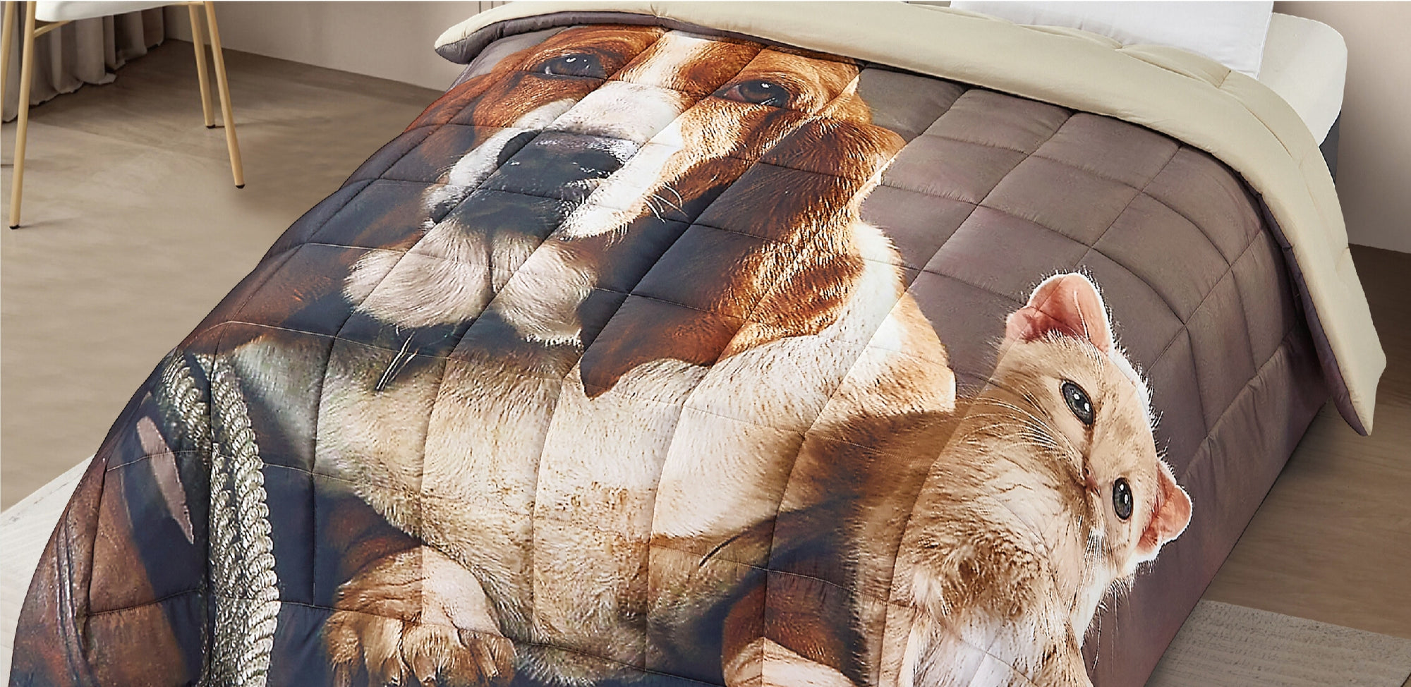 Trapunta Matrimoniale dis. Dog&Cat  Coll. Nature