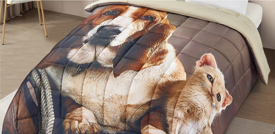 Completo Letto Matrimoniale dis. Dog&Cat  Coll. Nature